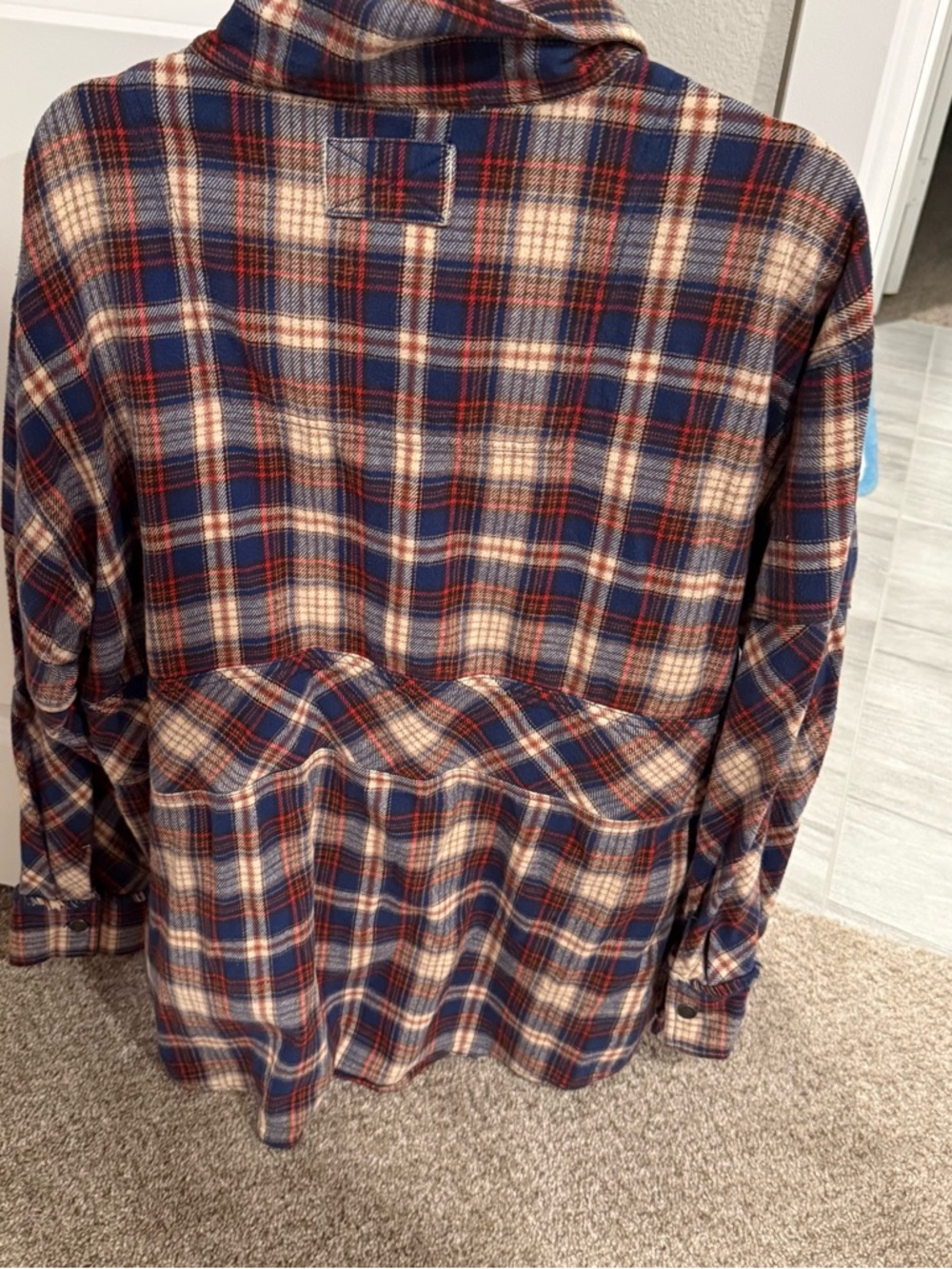 We The Free Blue Plaid Half-Zip Flannel Shirt - Picture 3 of 3